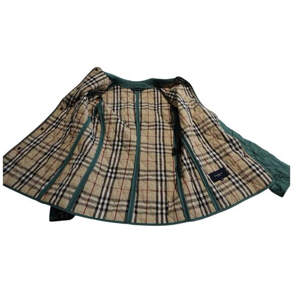BURBERRY Quilted Jacket In Turquoise Nova Check Snap Close Women’s Size XS - Picture 14 of 16
